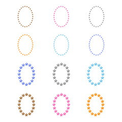 Set of oval frames with stars. Star borders. Decorative isolated elements for photo, artwork, fabric, wallpaper, wrapping paper, scrapbooking, decoupage.