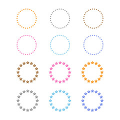 Set of star frames. Round border with stars. Decorative element for photo, artwork, fabric, wallpaper, wrapping paper, scrapbooking, decoupage.