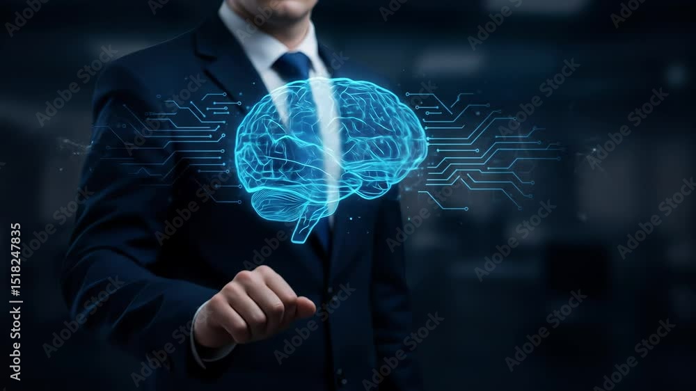 Aufkleber a business professional engaged in a high-tech environment interacts with a digital representation o