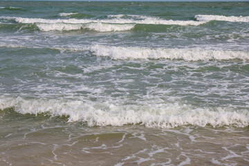 Close up the top wave on sea at Thailand in spring season for seascape background