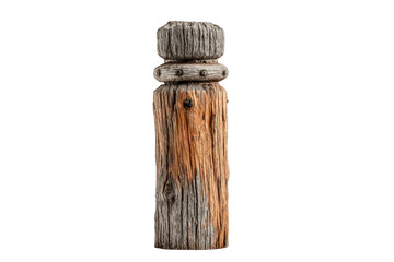 PNG Weathered wooden post with distinctive grain and natural texture
