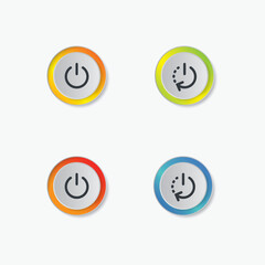 White shutdown and restart buttons with light gray icons and colorful gradient rings