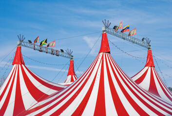 red and white circus big top