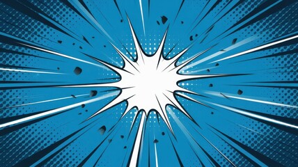 Dynamic blue explosion background for comics or graphic novels illustration