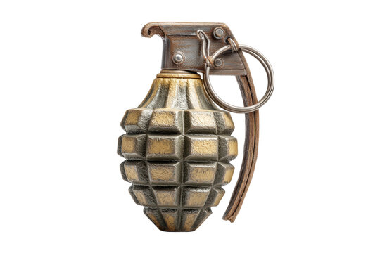 PNG Detailed metallic hand grenade on black background