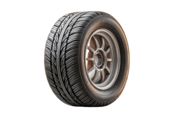PNG Close-up of high-performance car tire with tread pattern on isolated background