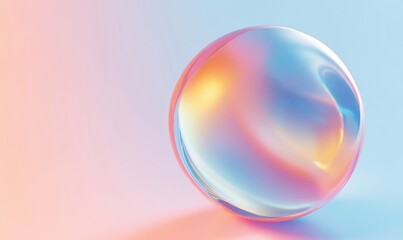 Iridescent sphere on pastel background, abstract design