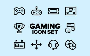 Modern Gaming Icon Set Vector Graphics Digital Download High Resolution Professional Design Clean Style Bold Outlines Perfect for Websites Apps and Presentations User Interface Elements Game          