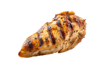 PNG Grilled chicken breast with seasoning and grill marks on black background