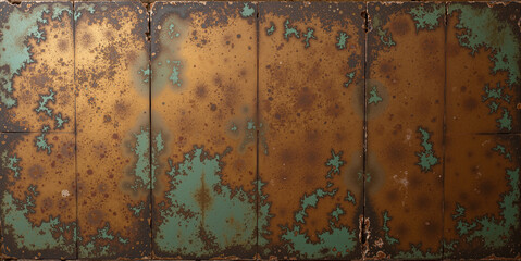 Rusty metal surface with unique patina and textures for artistic backgrounds and designs