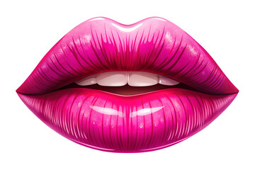 lips with pink lipstick on transparent background