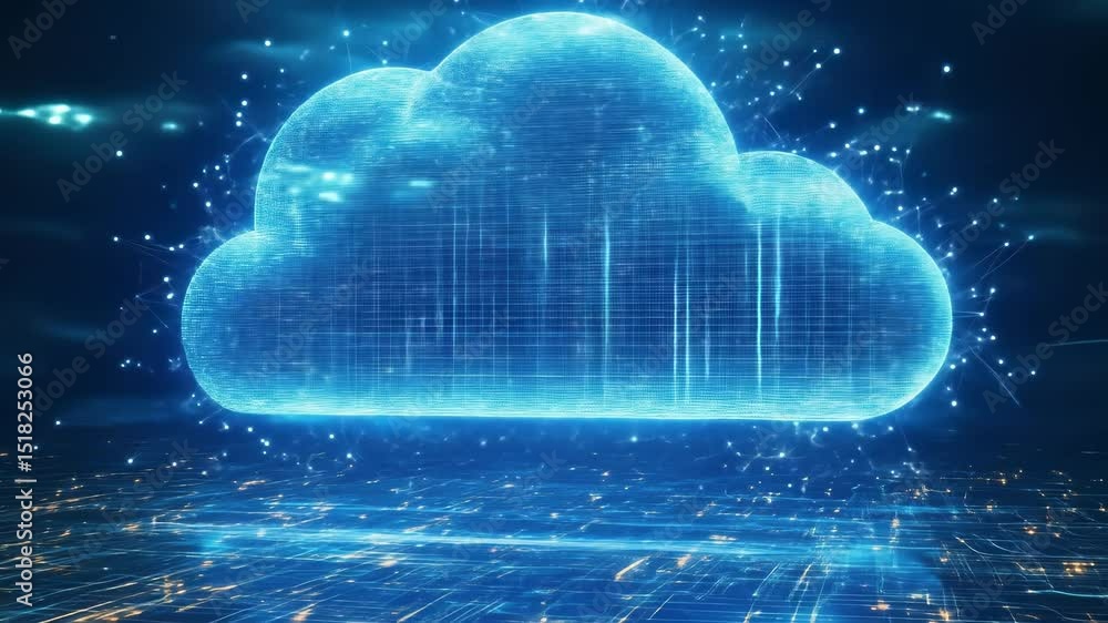Aufkleber futuristic cloud data storage technology network with glowing blue abstract innovation and internet 