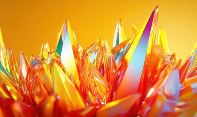 Orange crystal cluster abstract background, vibrant, energy