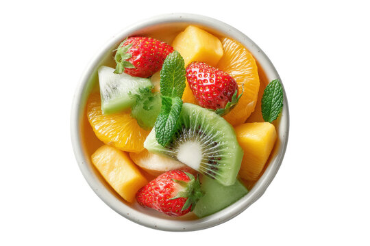 PNG Colorful fresh fruit salad with kiwi, strawberries, oranges, and mint