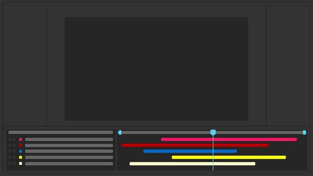 Video Editing Timeline Animation  Flat Interface in Dark Mode  4K