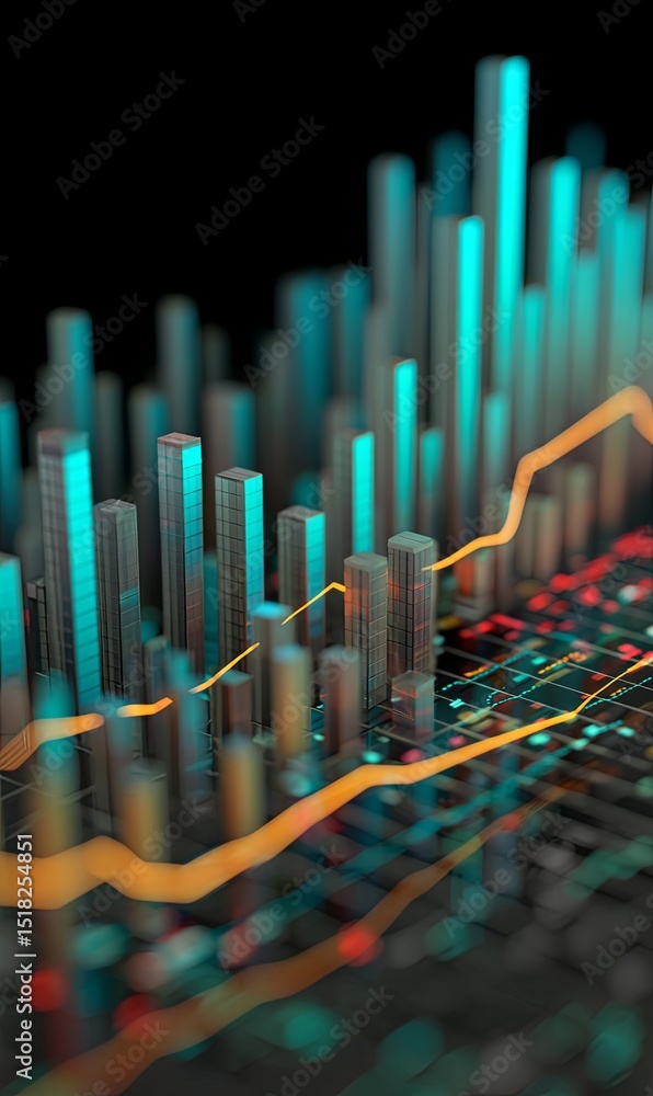 Poster analytics display showing growth patterns in data visualization