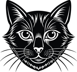Elegant Cat Head Silhouette Vector Illustration