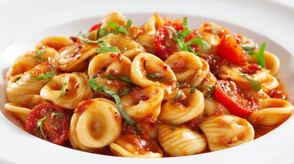 Orecchiette Pasta with Tomato Sauce and Fresh Basil