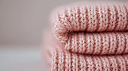 Soft Pink Knitted Fabric Texture Close-up