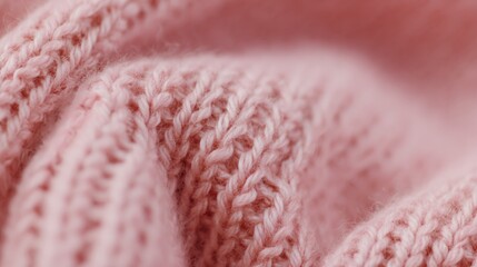 Soft Pink Knitted Fabric Texture Close Up