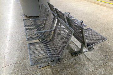 Modern Subway Station Seating in Urban Transport Environment