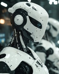 Fototapeta premium High-tech industrial robots working in a manufacturing plant