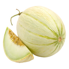 A honeydew melon whole isolated on a transparent background
