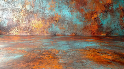 This stunning abstract texture features a vibrant blend of rust and teal colors, perfect for various design projects. Ideal for backgrounds and artistic expressions
