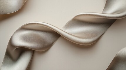 Luxurious silk ribbons gracefully flowing against a neutral, soft-toned backdrop.