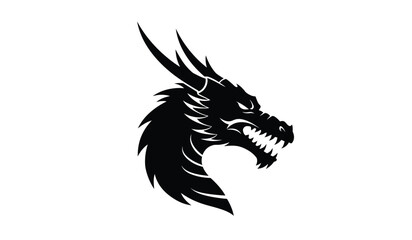 dragon symbol, ​​black isolated silhouette