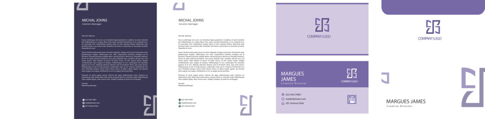 Stationary Designs, Letterhead, business card, envelop 
corporate company branding EPS file easy to edit
