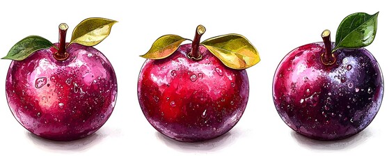 A close up of a red fruit with a white center