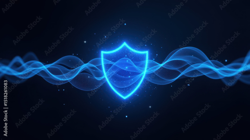Poster intense cyber shield for digital security against hackers.