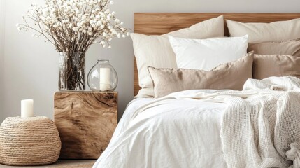 Beautiful Colored Mockup Bedroom Interior Blank Poster Decoration Art Background Image
