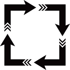 黒いV字型ストライプテールの右回り直角矢印セット　Web　Adobe Illustrator Artwork