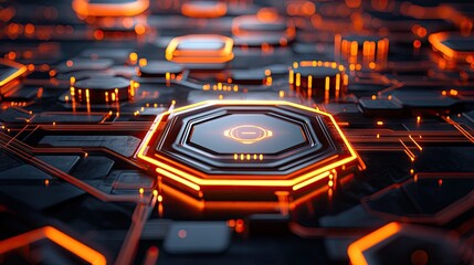 Close-up view of a futuristic circuit board.