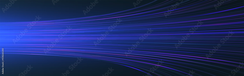 Poster light speed. technology background with fast flowing neon lines. dynamic effect. blue and purple dar