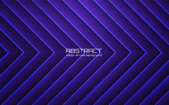 Arrow background. Abstract blue lines with neon glow and modern geometric style. Futuristic tech design. Gradient backdrop with laser effect for gaming theme. Vector Illustration.