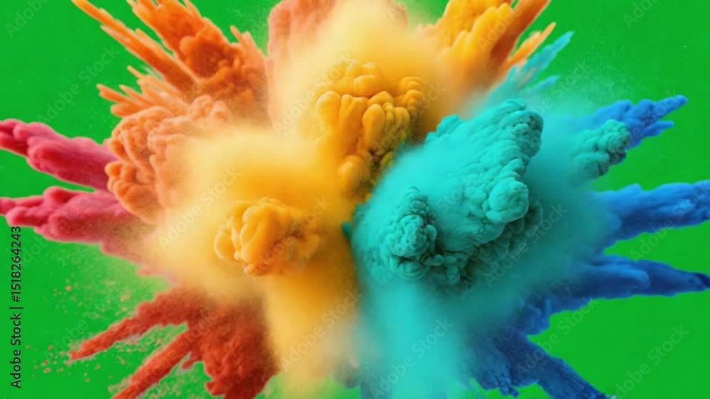 Aufkleber exploding colors: a vibrant explosion of vivid hues bursts forth against a backdrop of radiant green