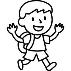 Doodle of a Boy Walking with a Backpack – Back to School Cartoon Vector