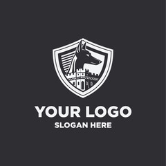 Anubis Logo with Shield and Fortress