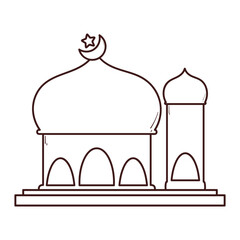 coloring page of Moslem mosque with brown color. building for Moslem to pray