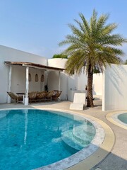 pool villa with circular swimming pool, exterior resort, hotel, Modern Tropical Hotel, Villa,...