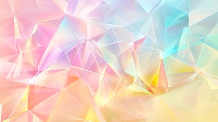 Obraz premium Abstract geometric illustration featuring colorful triangular shapes in pastel hues, creating a vibrant and dynamic background for creative projects and design applications