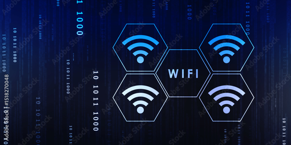 Aufkleber 2d illustration wifi symbol sign, wifi internet network connection background, wireless network conn