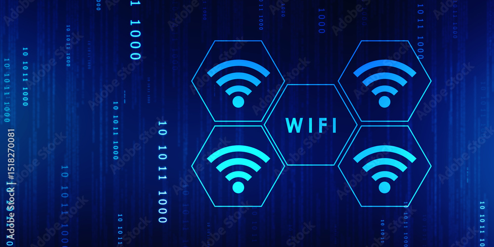 Poster 2d illustration wifi symbol sign, wifi internet network connection background, wireless network conn
