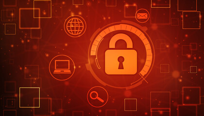 Digital Padlock on abstract technology background, Technology security concept. Modern safety digital background. Protection system, Cyber Security and safety information, personal data concept