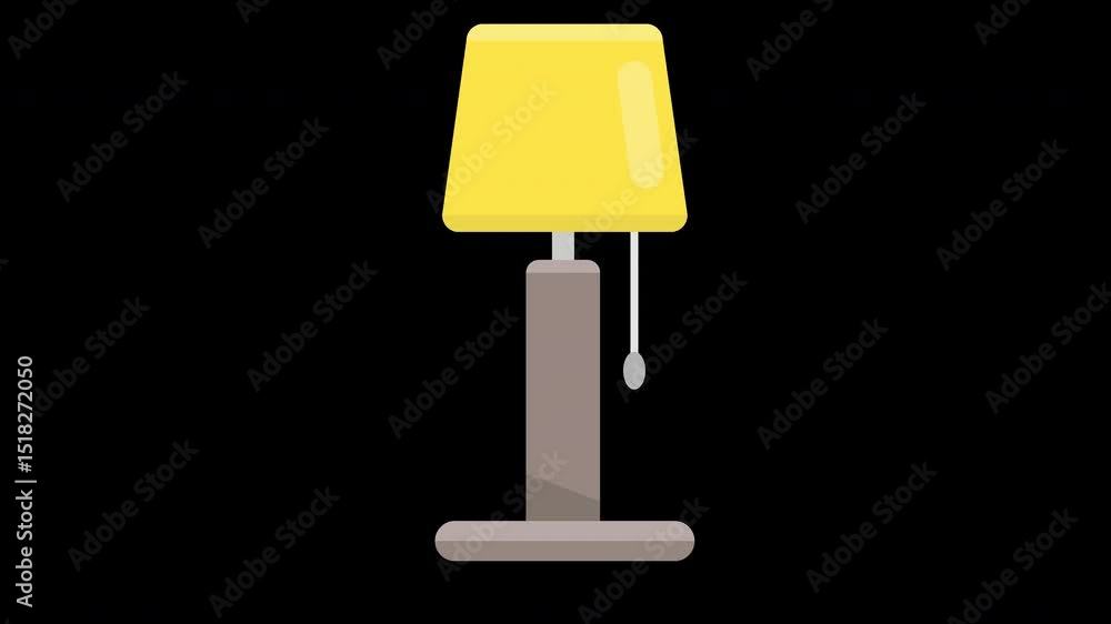 Poster animation of a yellow table lamp switching on and off on a transparent background