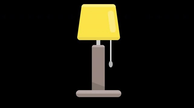 Animation of a Yellow Table Lamp Switching On and Off on a Transparent Background