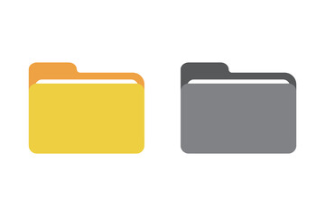 Folder icon vector set. Desktop black and yellow folder icon. Office document folder vector symbol. Empty file thin line sign. Archives files pictogram set.